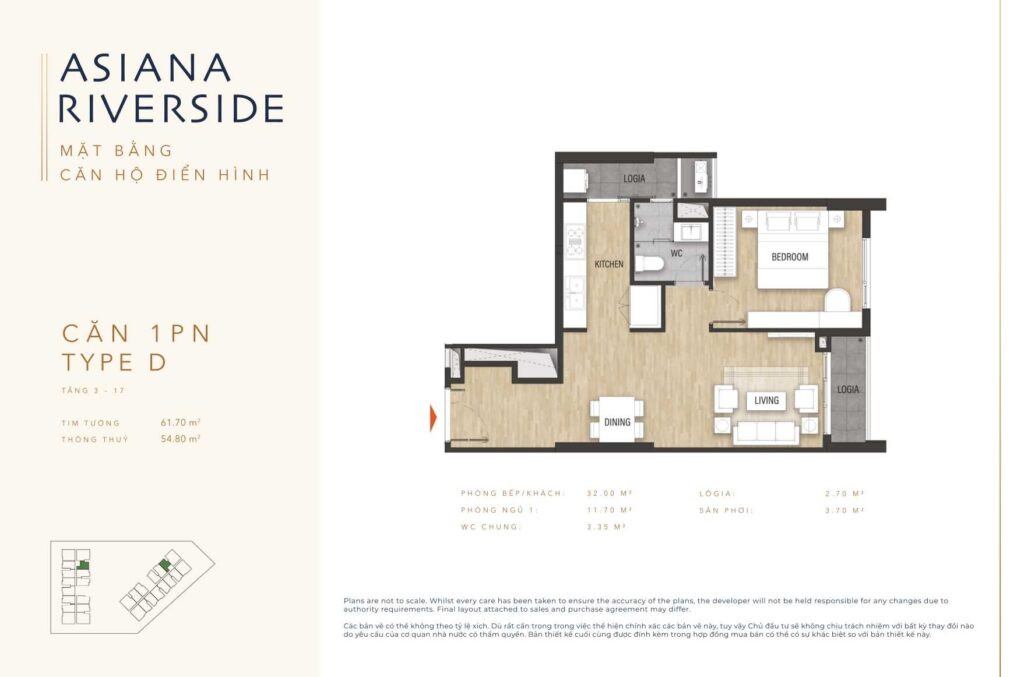Thiết kế căn hộ 1PN – Asiana Riverside