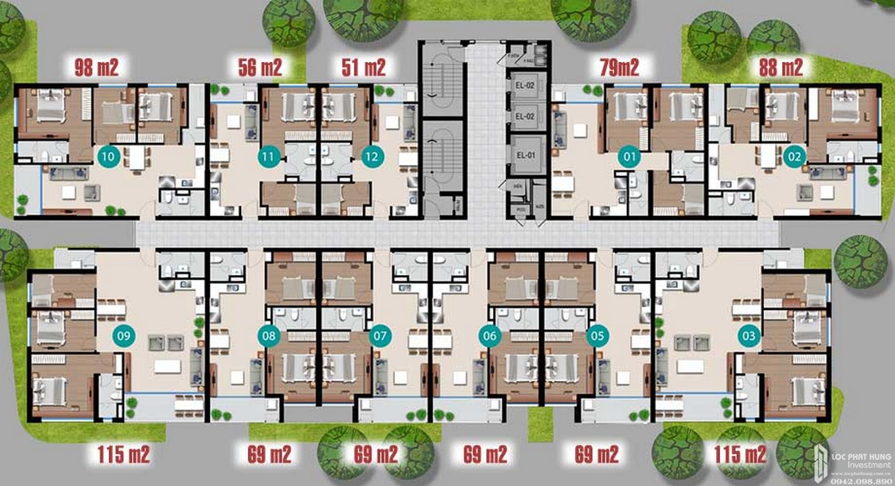 Mặt bằng tầng 1 dự án căn hộ chung cư Riverside Quận 7