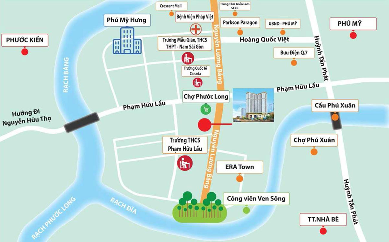 Vị trí dự án căn hộ Viva Plaza Quận 7 tại Nguyễn Lương Bằng